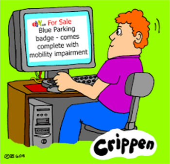 advert for blue badge for sale, computer with mobility impairment included, Crippen