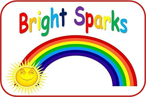 Bright Sparks Logo Rainbow with brightly coloured text