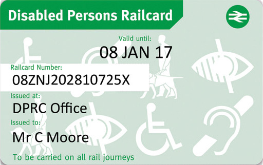 Sample of a disabled persons railcard