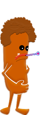 Animated man With a thermometer in mouth