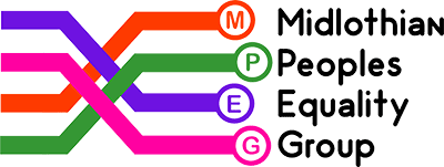Midlothian People's Equality Group logo, a vibrant symbol of inclusivity and community empowerment in a modern design.