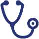 Icon of a stethoscope on a clean white background, illustrating its connection to healthcare and medical services.