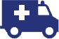 A blue coloured ambulance vehicle displaying a white cross, signifying its purpose in emergency health services.