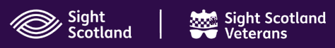Sight Scotland logo alongside Sight Scotland Veterans logo, representing support for visually impaired individuals and veterans.